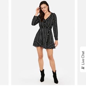 Express Elastic Waist Ruffle Wrap Dress